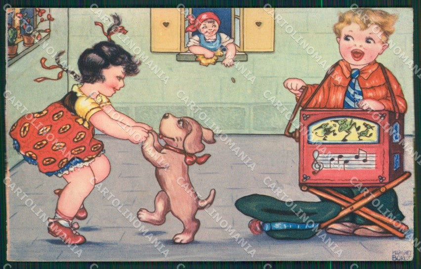 Margret Boriss Children Amag Street Organ serie 0408 postcard cartolina KS5942 – fronte