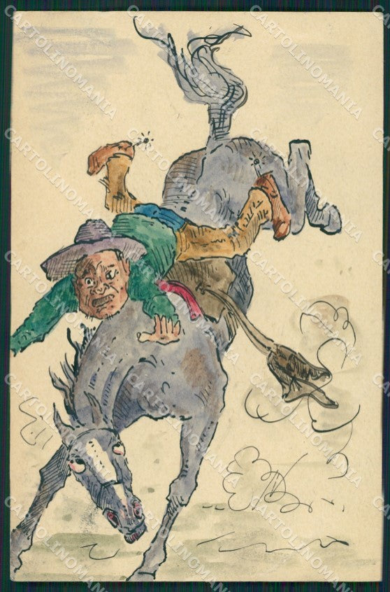 Artist Comic Horse Rodeo Painted CREASE postcard cartolina KS5999 – fronte