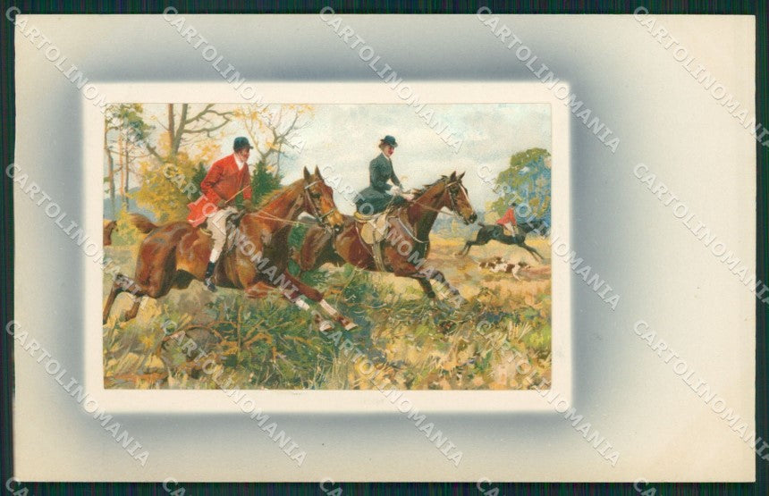 Artist Koch Horse Fox Hunting Sidesaddle Lady Meissner Buch cartolina KS6008 – fronte