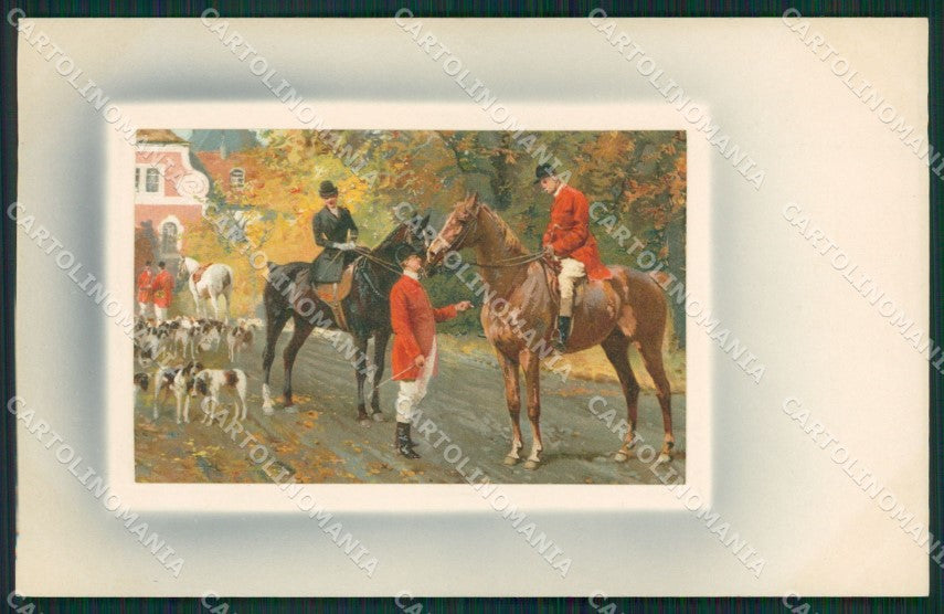 Artist Koch Horse Fox Hunting Sidesaddle Lady Meissner Buch cartolina KS6009 – fronte