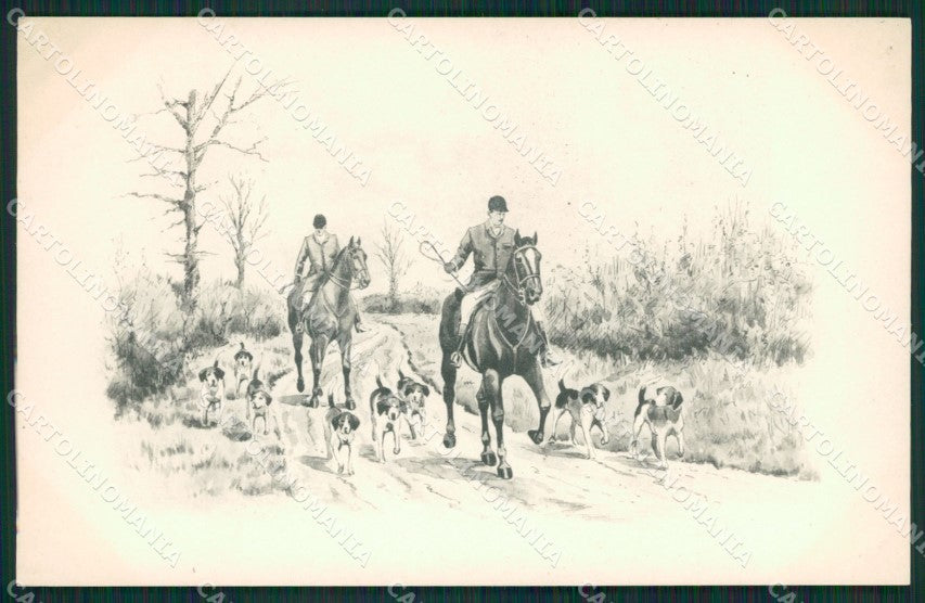 Artist Horse Fox Hunting MM Vienne 94 postcard cartolina KS6010 – fronte