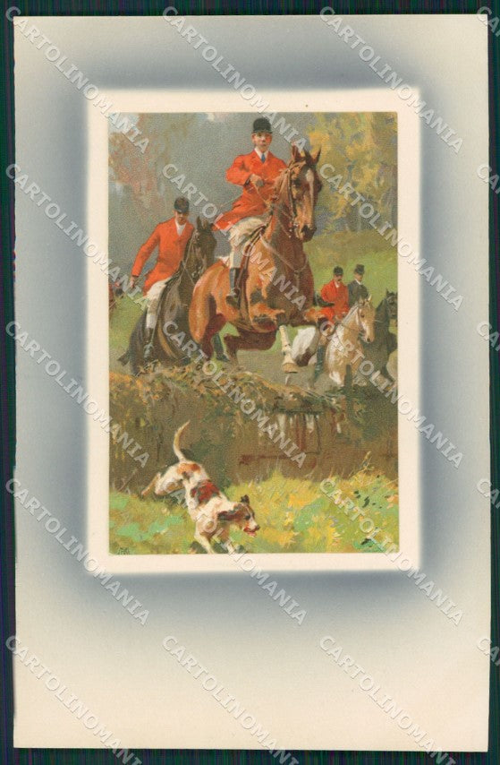 Artist Koch Horse Fox Hunting Meissner Buch serie 1553 postcard cartolina KS6048 – fronte