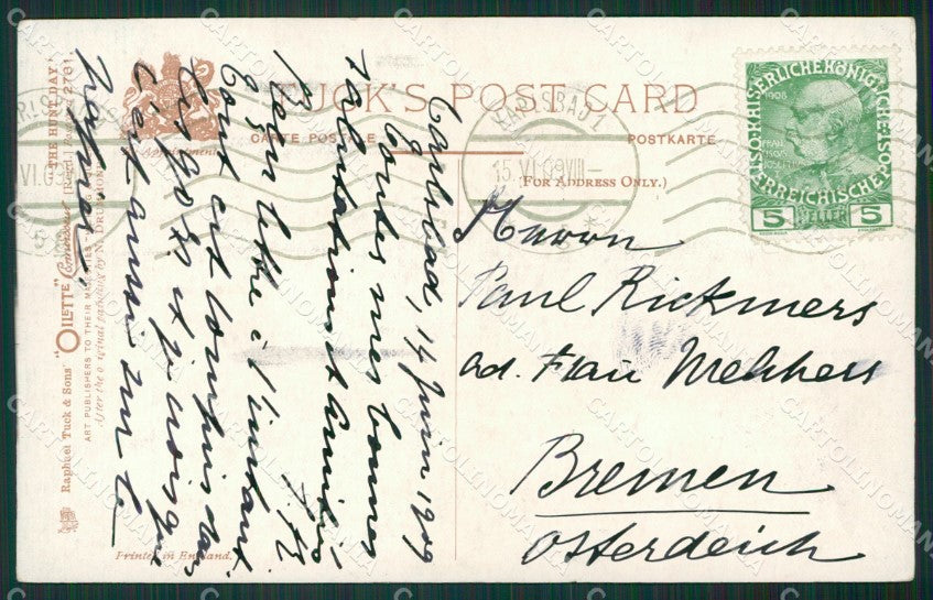 Artist Drummond Horse Fox Hunting Dog Tuck serie 2781 postcard cartolina KS6056 – retro