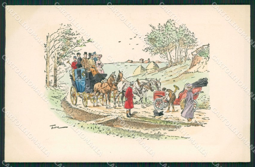 Artist Tory Carriage Horse Car postcard cartolina KS6068 – fronte