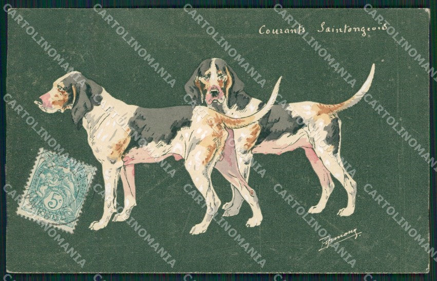 Artist Espinasse Courants Saintongeois dog postcard cartolina KS6089 – fronte