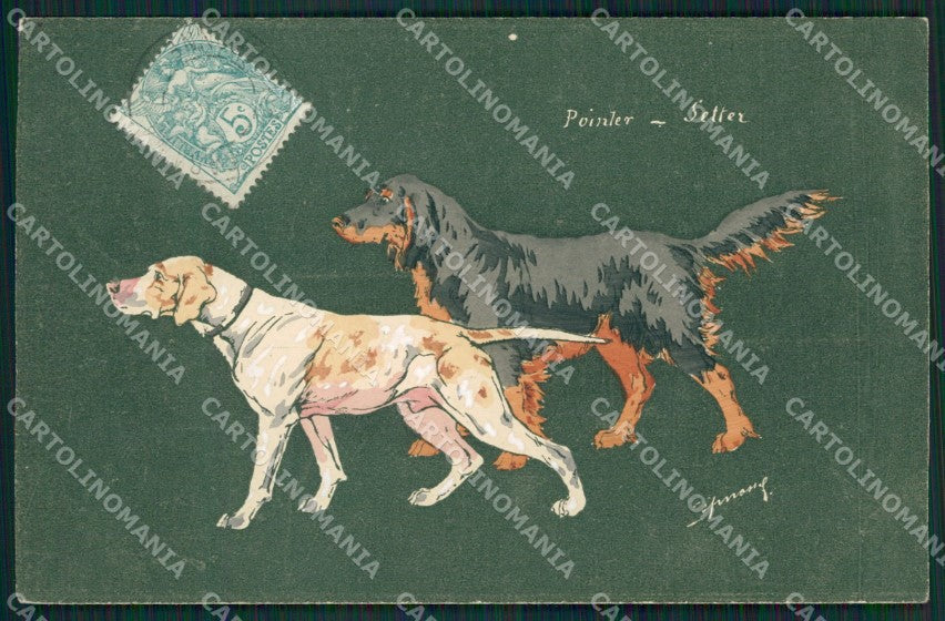 Artist Espinasse dog Pointer Setter postcard cartolina KS6091 – fronte