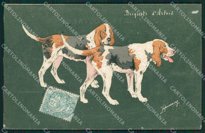 Artist Espinasse Briquets Artois dog postcard cartolina KS6093 – fronte