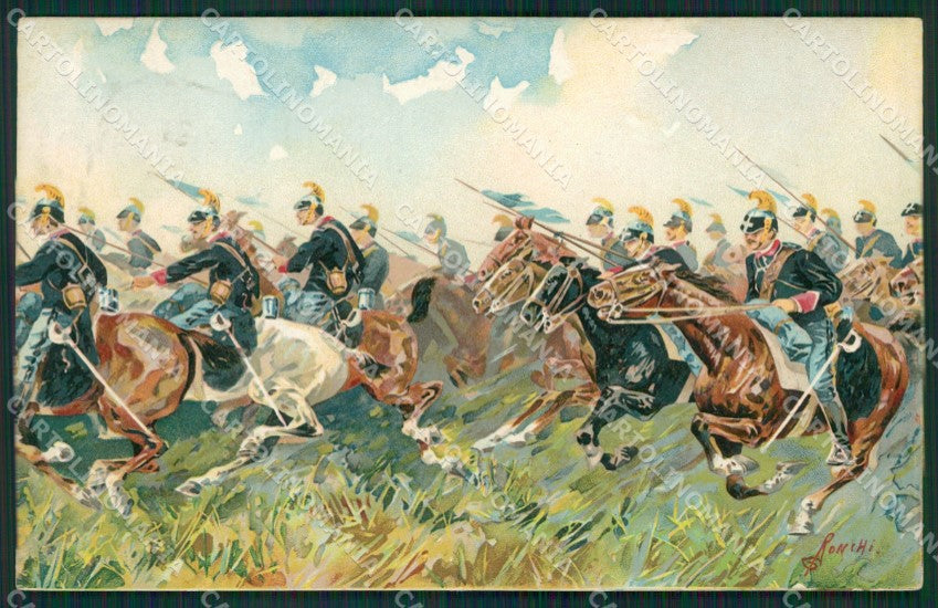 Ronchi Cavalleria Lancieri Militari Horse CREASE postcard cartolina KS6104 – fronte