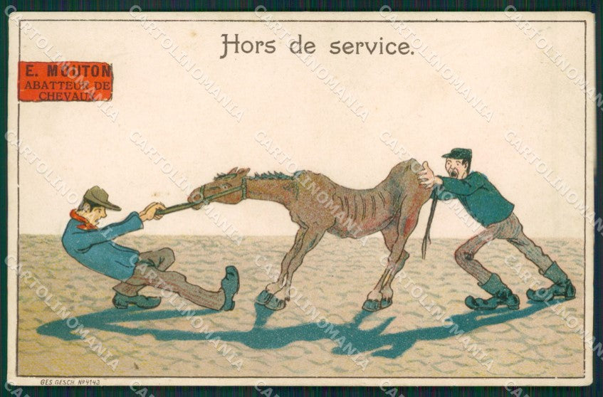 Horse Comic Soldier Militari postcard cartolina KS6107 – fronte