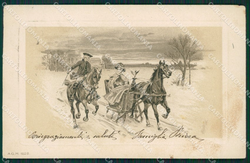 Horse Sled postcard cartolina KS6109 – fronte