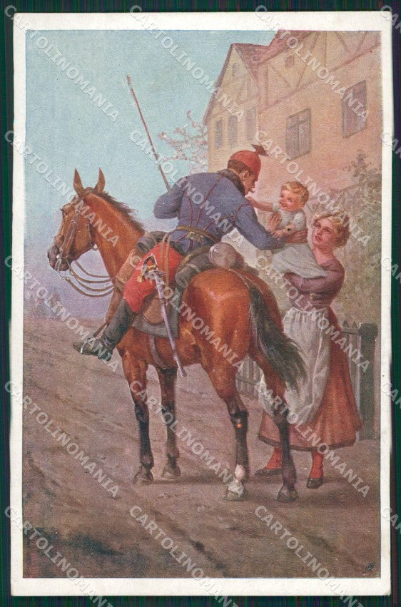 Deutscher Schulverein 729 Horse Soldier Uniform postcard cartolina KS6119 – fronte