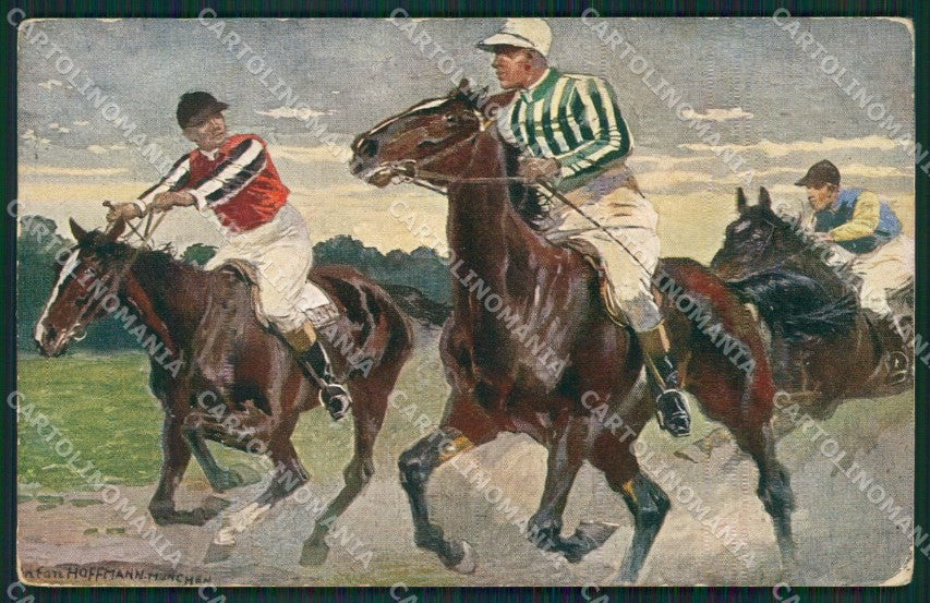Artist Hoffmann Racing Horse postcard cartolina KS6128 – fronte