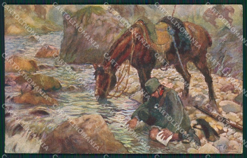Artist Cascella Horse Soldier Uniform Militari CRI postcard cartolina KS6131 – fronte