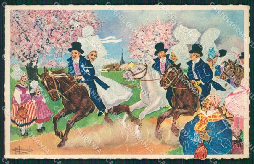 Artist Charles Homualk Horse Normandie postcard cartolina KS6132 – fronte