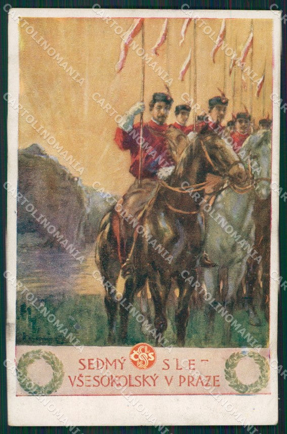 Artist Stroffa Czech Horse Soldier Uniform Militari postcard cartolina KS6140 – fronte
