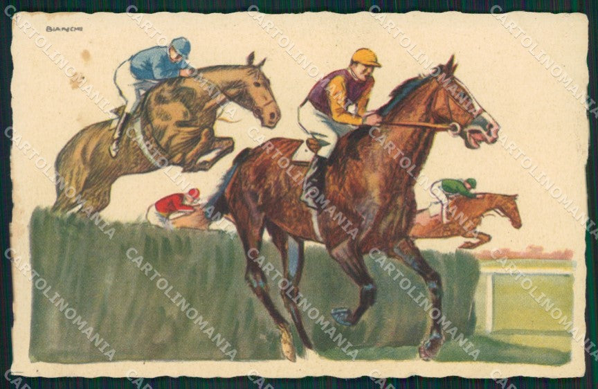 Artist Bianchi Racing Horse Jockey serie 1753 postcard cartolina KS6150 – fronte