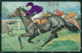 Artist Thiele Racing Horse Jockey Silk PIN HOLE postcard cartolina KS6158 – fronte
