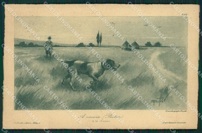 Artist Botter Sporting dog Hunting Caccia serie 508 postcard cartolina KS6180 – fronte