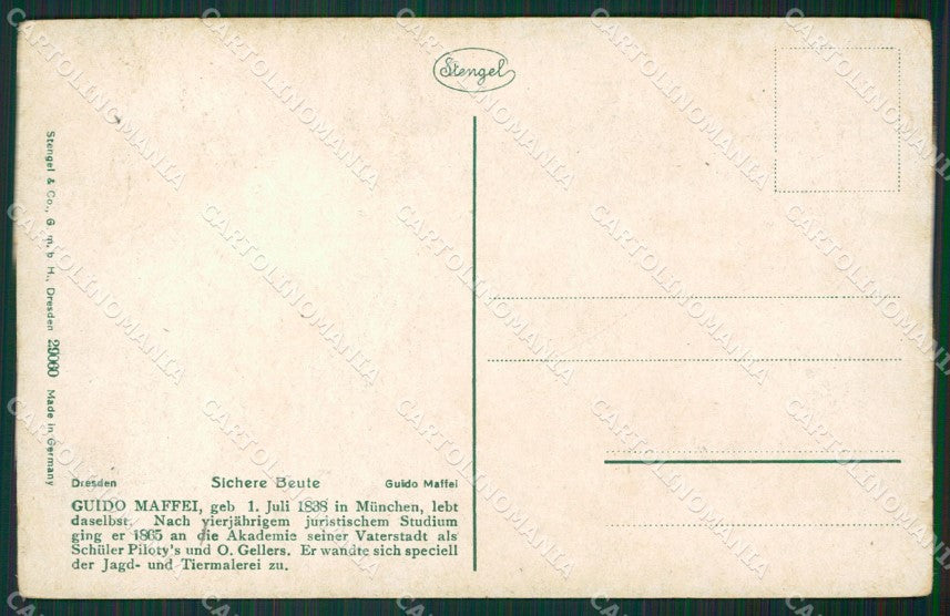 Artist Maffei Sporting dog Hunting Caccia Stengel postcard cartolina KS6190 – retro