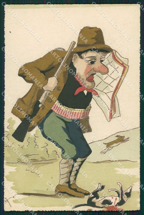 Sporting dog Hunting Caccia Sborgi Comic postcard cartolina KS6236 – fronte