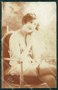 French Risque Nude Lady Leo WHITE BACK Stocking Real Photo postcard KS6525 – fronte