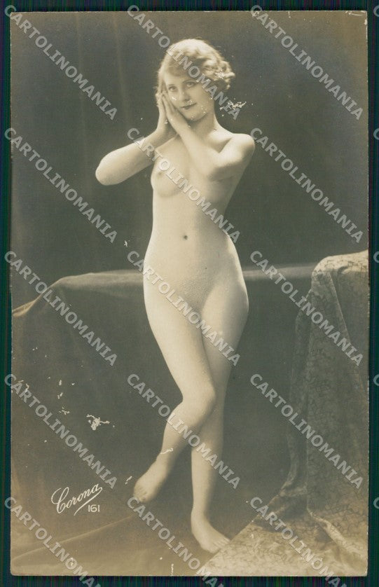 French Risque Nude Lady Corona WHITE BACK Real Photo postcard KS6541 – fronte