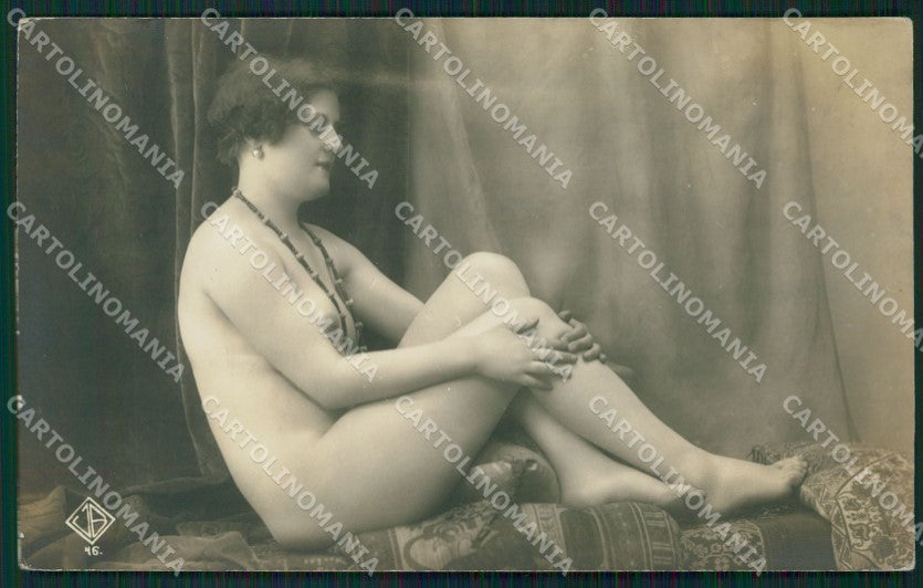 French Risque Nude Lady JB WHITE BACK ABRADED BACK Real Photo postcard KS6647 – fronte