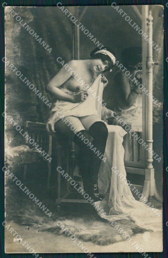 French Risque Nude Lady GP Stocking Real Photo postcard KS6711 – fronte