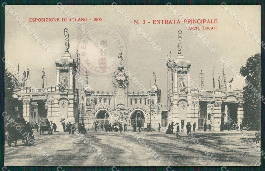 Milano Città Esposizione 1906 Entrata Principale Locati PIEGA cartolina KS6861 – fronte