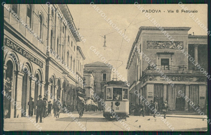 Padova Città Tram Banca Via 8 Febbraio cartolina KS6862 – fronte