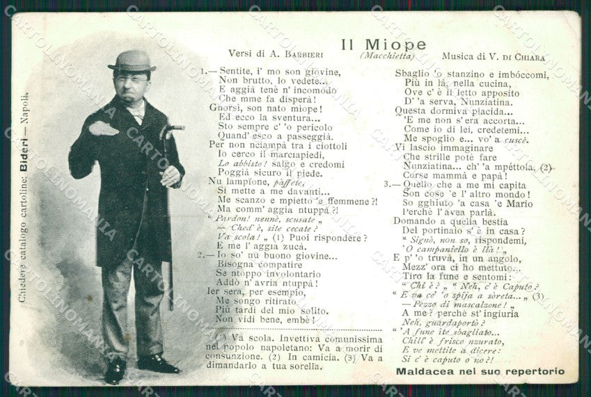 Napoli Costumi Il Miope Macchietta Bideri cartolina KS6915 – fronte