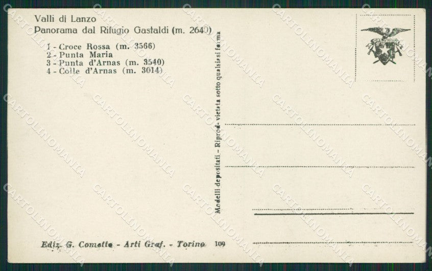 Torino Lanzo Valli di Cometto foto Rifugio Castaldi cartolina KS6949 – retro