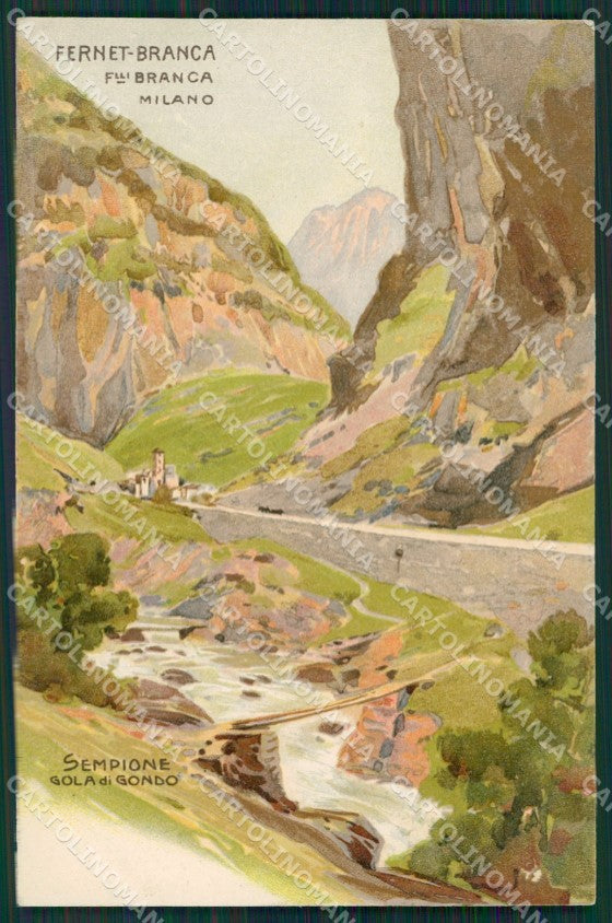 Verbania Gondo Sempione Fernet Branca Advertising Art Nouveau cartolina KS7053 – fronte