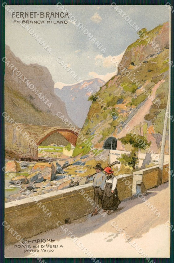 Verbania Ponte Diveria Varzo Sempione Fernet Branca Art Nouveau cartolina KS7056 – fronte