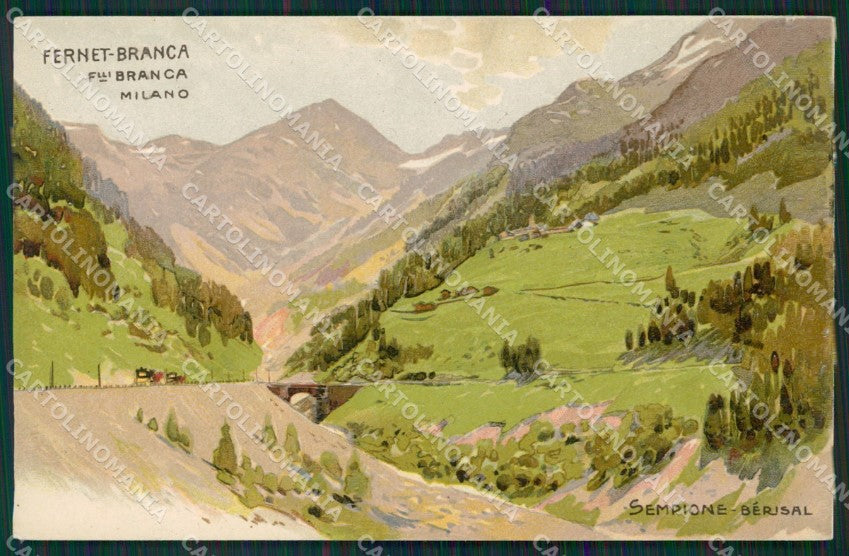 Svizzera Berisal Sempione Fernet Branca Advertising Art Nouveau cartolina KS7059 – fronte