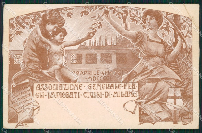 Milano Nebbia Associazione Impiegati Civili Commemorativa PIEGA cartolina KS7153 – fronte
