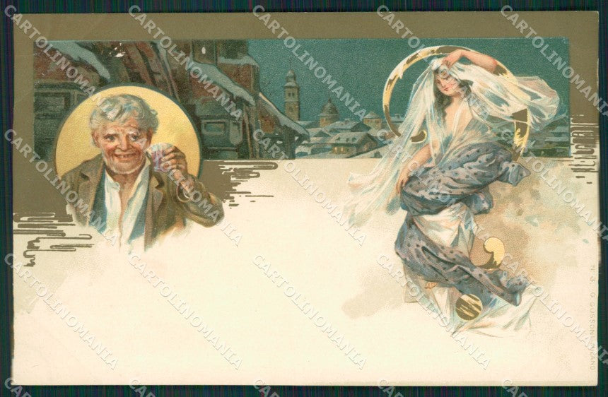 Augurale Buon Anno Gussoni Art Nouveau postcard cartolina KS7168 – fronte