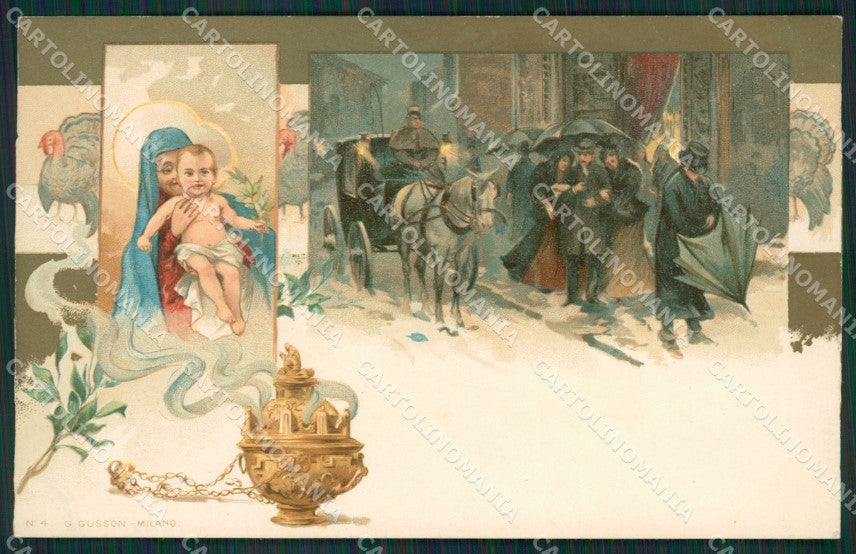 Augurale Buon Anno Gussoni Art Nouveau postcard cartolina KS7171 – fronte