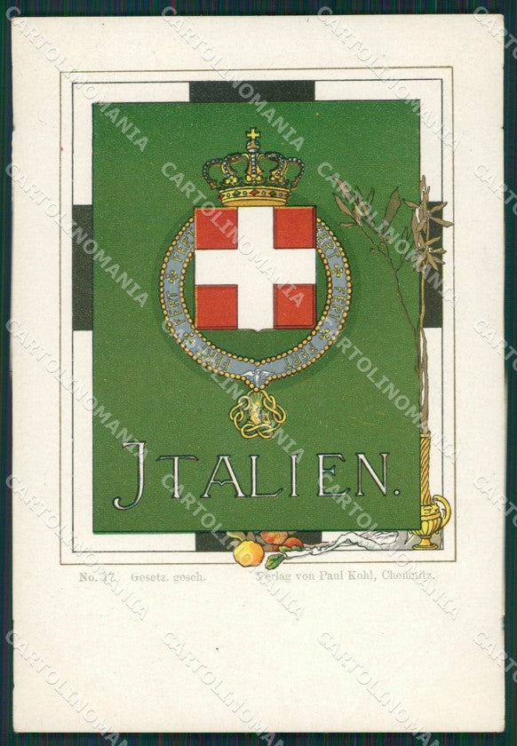 Italian Flag Savoia Araldica Paul Kohl postcard cartolina KS7198 – fronte