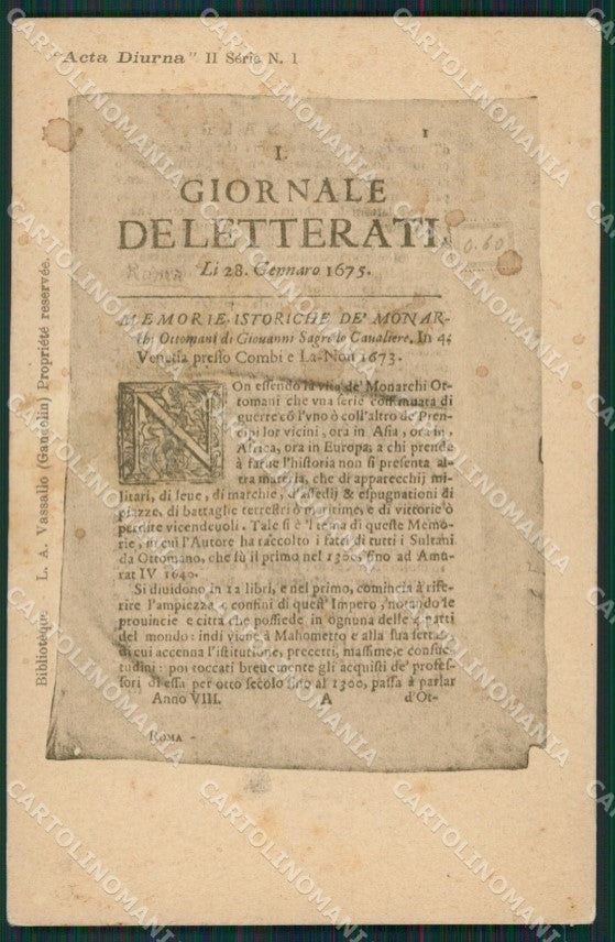 Roma Giornale De Letterati Rivista Acta Diurna postcard cartolina KS7237 – fronte