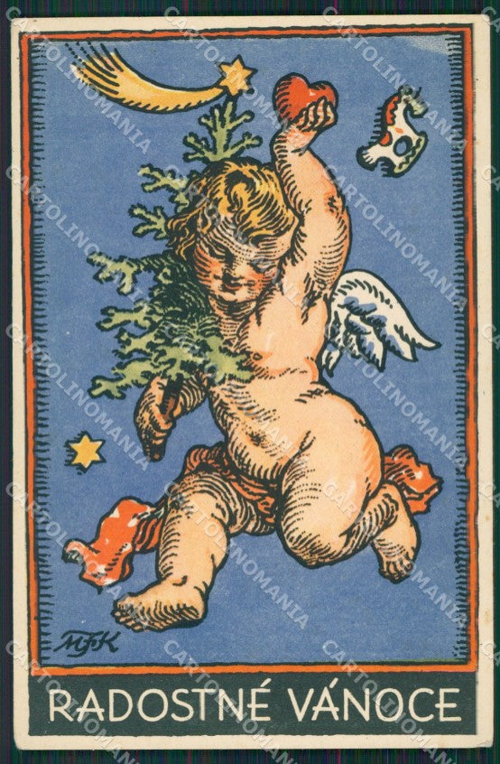 Fischerova Marie Kvechova Angel Christmas Buon Natale Augurale cartolina KS7249 – fronte