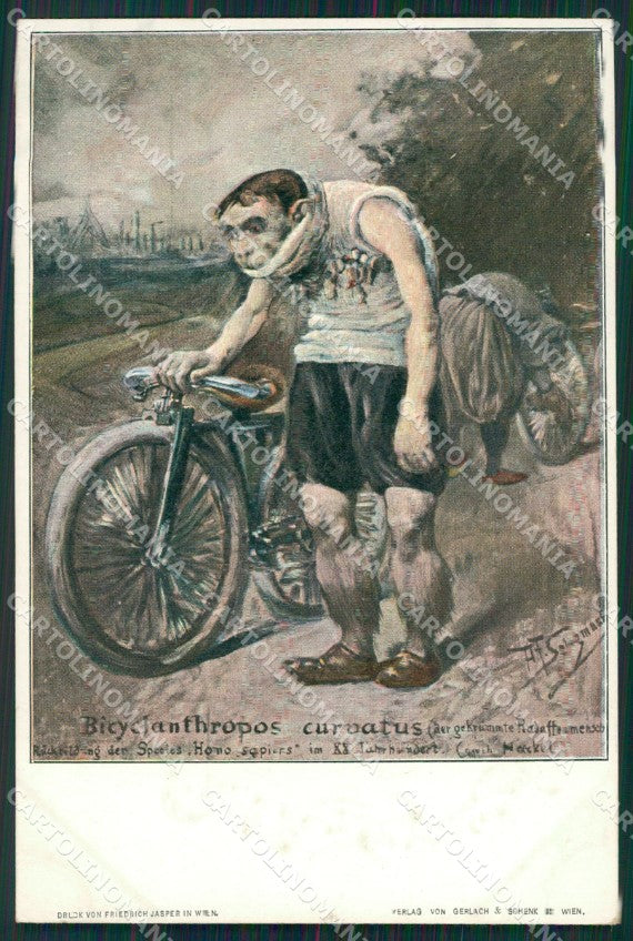 Artist Seligman Bicycle comic postcard cartolina KS7250 – fronte