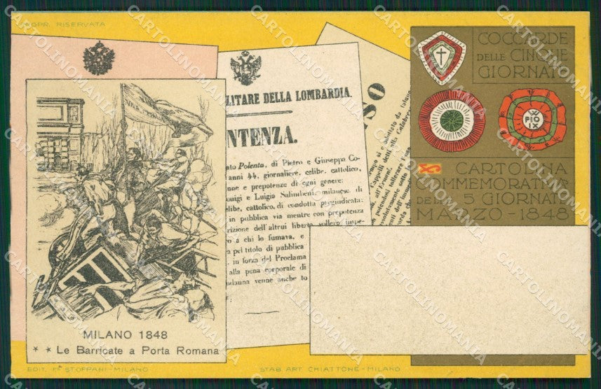 Milano Cinque Giornate Art Nouveau Chiattone postcard cartolina KS7266 – fronte