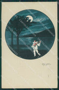 Artist Chiostri Art Deco Pierrot Paper Moon Mandolin postcard cartolina KS7291 – fronte