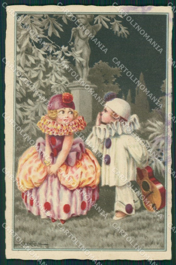 Artist Bertiglia Pierrot SCOLLATA postcard cartolina KS7335 – fronte