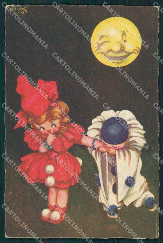 Artist Sgrilli Pierrot Paper Moon serie 1899 postcard cartolina KS7347 – fronte