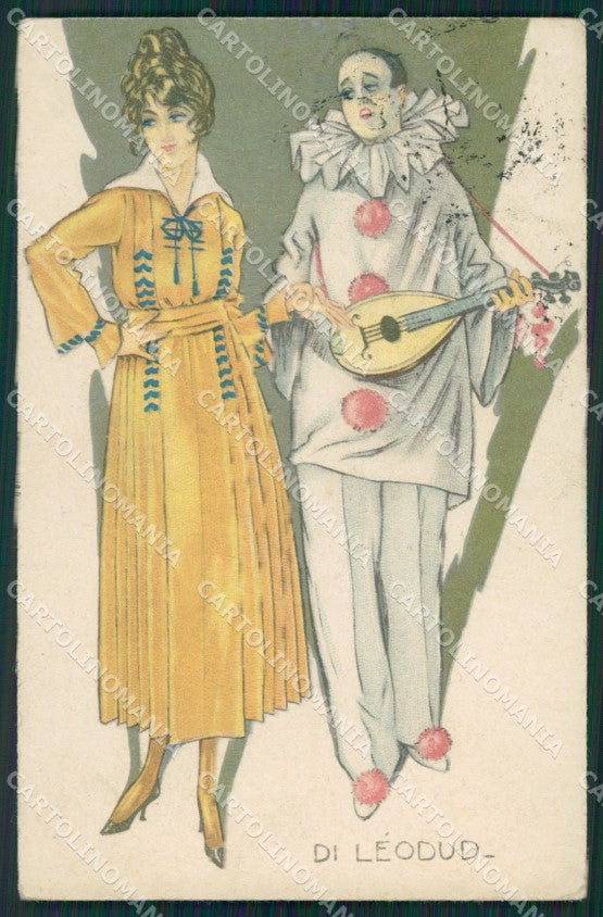 Di Leodud Pierrot Glamour Lady serie 117 postcard cartolina KS7353 – fronte