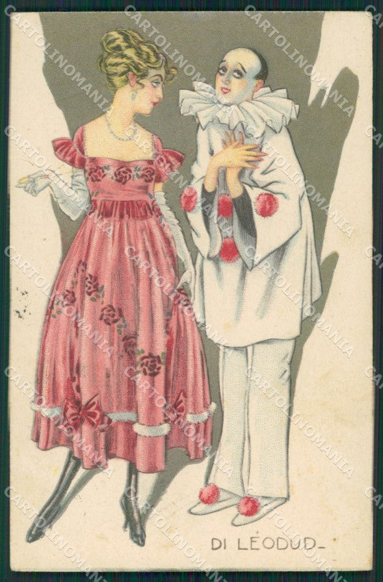 Di Leodud Pierrot Glamour Lady ABRADED serie 117 postcard cartolina KS7355 – fronte