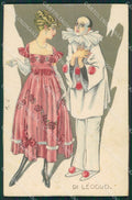 Di Leodud Pierrot Glamour Lady ABRADED serie 117 postcard cartolina KS7355 – fronte