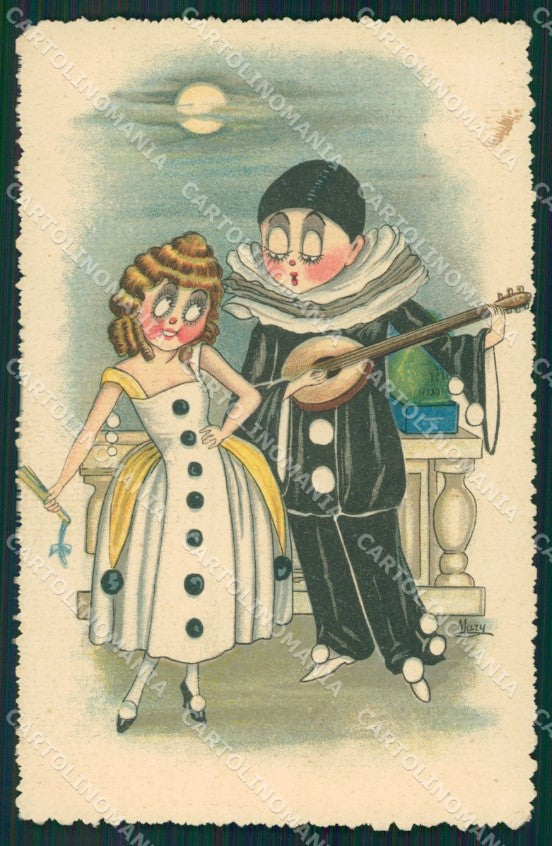 Artist Mary Pierrot Mandolin serie 514 postcard cartolina KS7370 – fronte